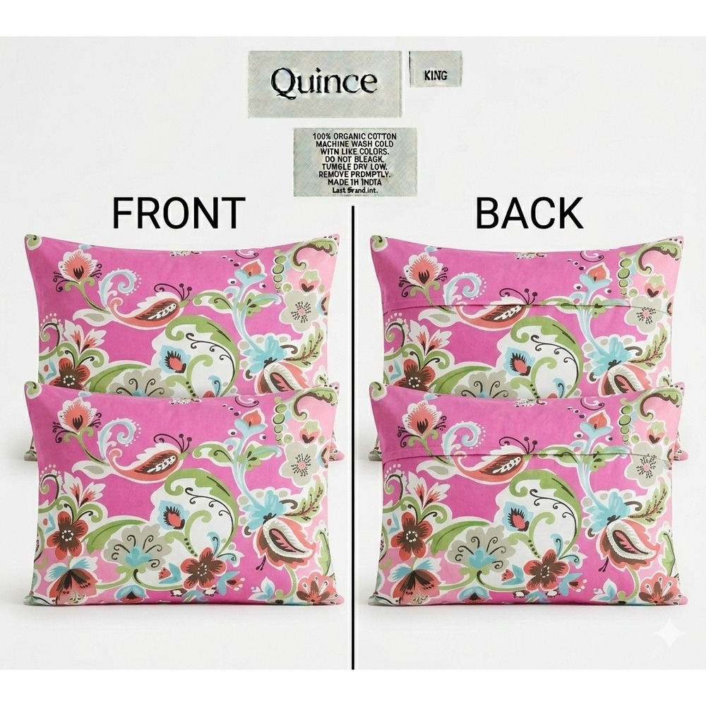 PBteen Retro Paisley Standard Pillow Shams Set of 2 Pink Teal Floral Cotton